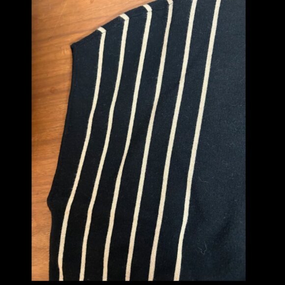 ANN TAYLOR STRIPE BLACK TAN COMBO MOCK NECK SWEATER VEST TOP SLEEVELESS XL - Picture 4 of 5